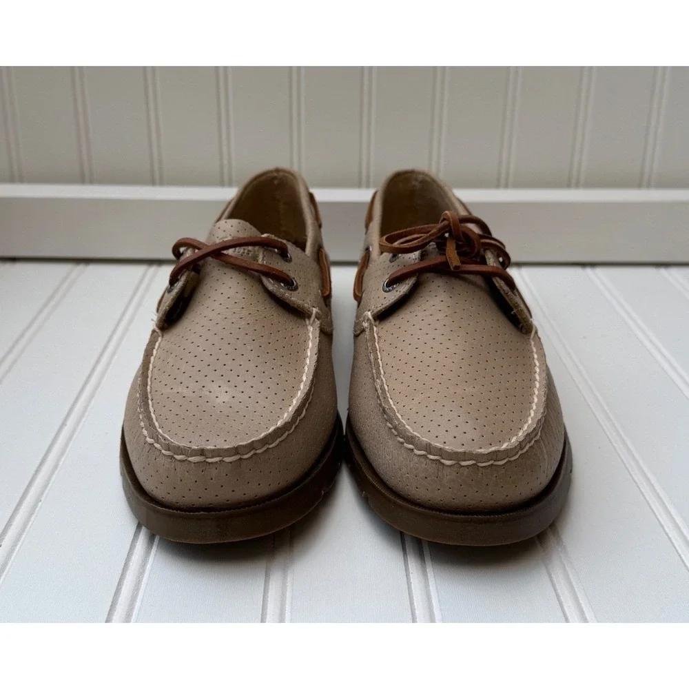 Sperry Leeward 2-Eye Perf, Off-White, Mens Boat Shoes 9M, NIB